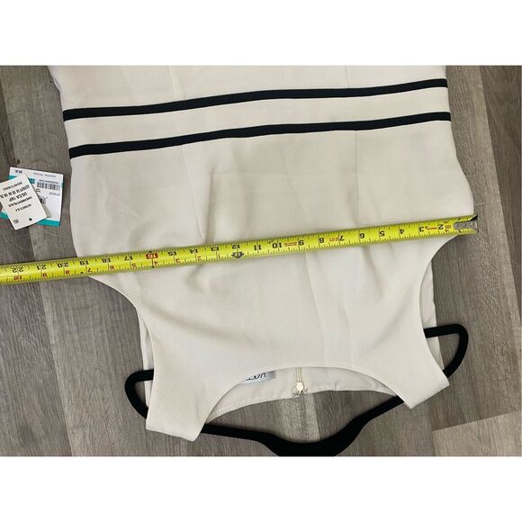 Kasper NWT Black Piped Cream Crepe Sheath Dress, Size 16P, MSRP $89 - Picture 4 of 12